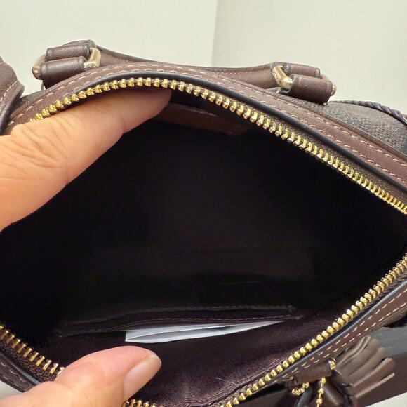 Coach Mini Rowan Crossbody Bag In Signature Canvas With Fringe CCF30 - Picture 9 of 10